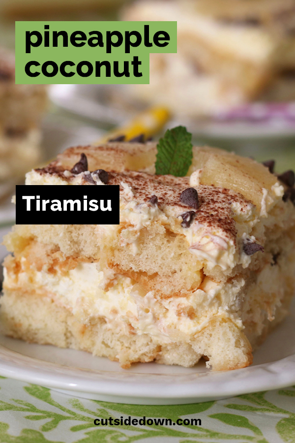 If you love the classic Italian tiramisu dessert, you might want to try this little twist to the recipe. The pineapple and coconut might seem like an odd combination but you will be pleasantly surprised. Hard to imagine that tiramisu could taste any better than the original recipe, but you might agree that this is just a little better. #tiramisu #italiandesserts