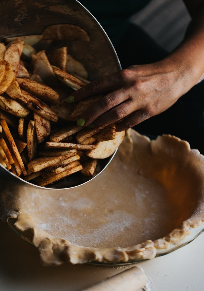 tray lined with pie crust